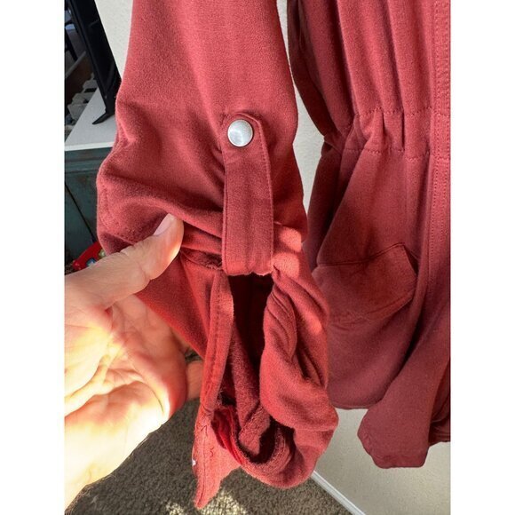 Torrid Women's Rust Jacket Size 00 lightweight rayon hooded zip up gathered‎ - Picture 8 of 10